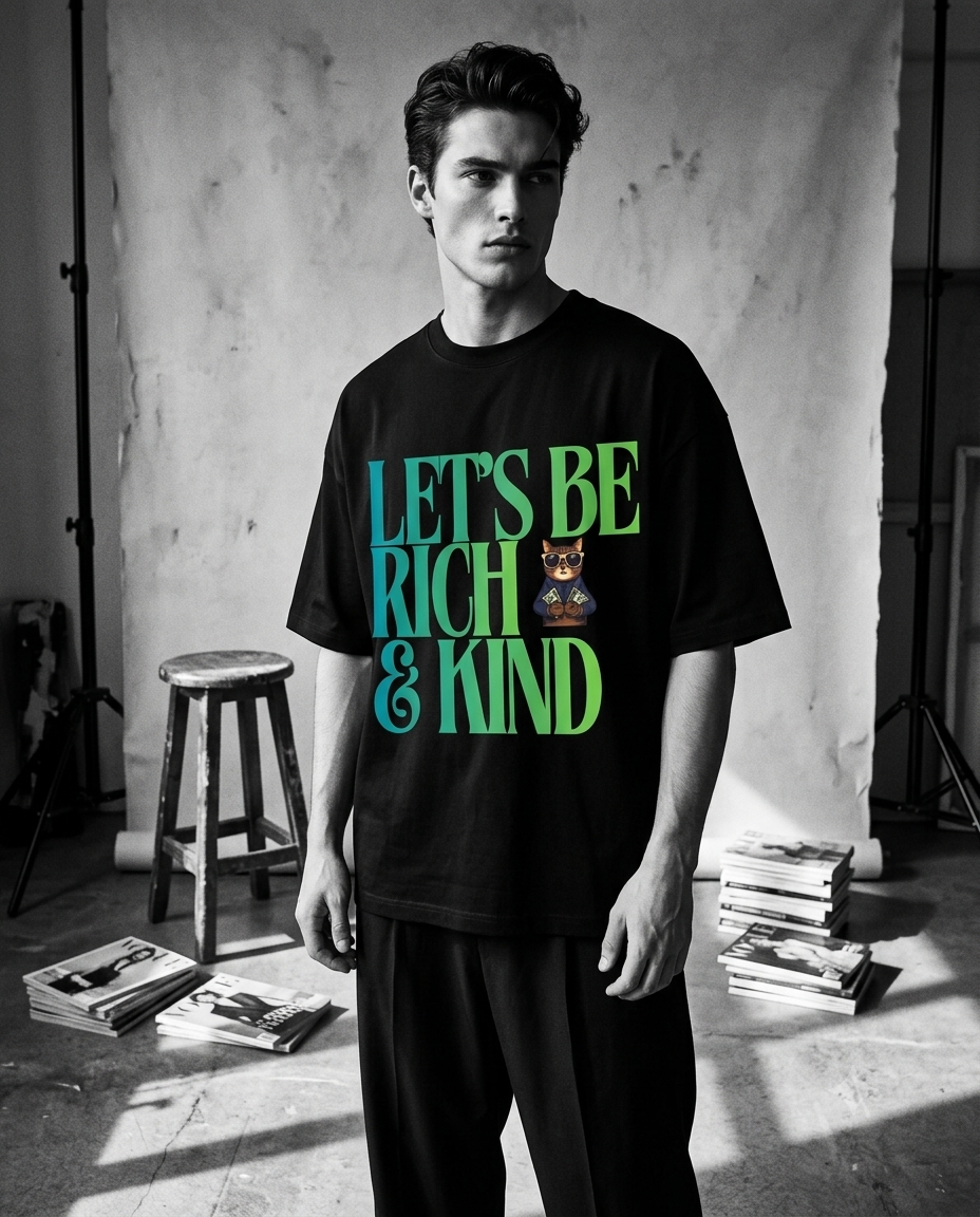 Let's Be Rich & Kind Oversized Tee