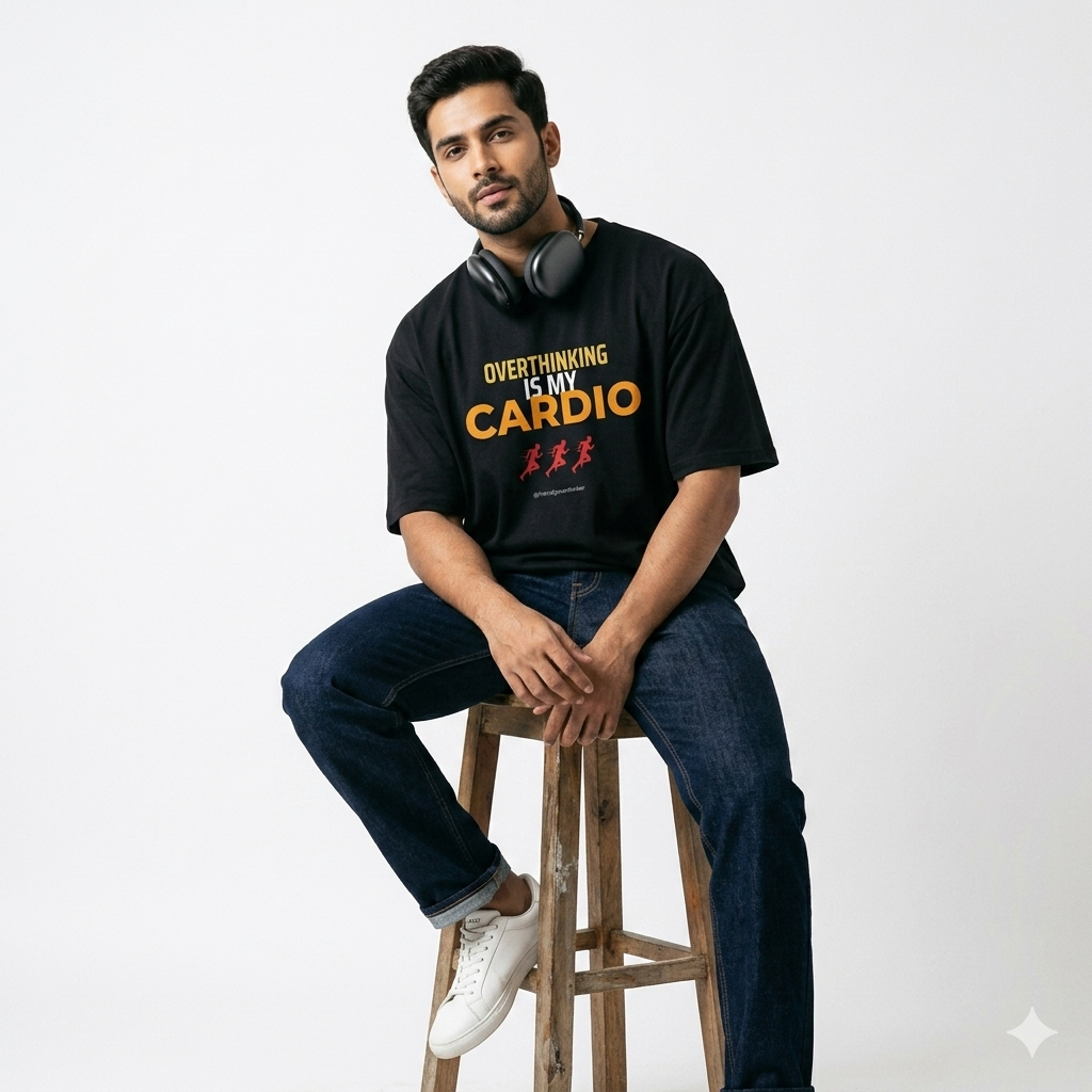 Overthinking Is My Cardio — Unisex Oversized Statement Tee