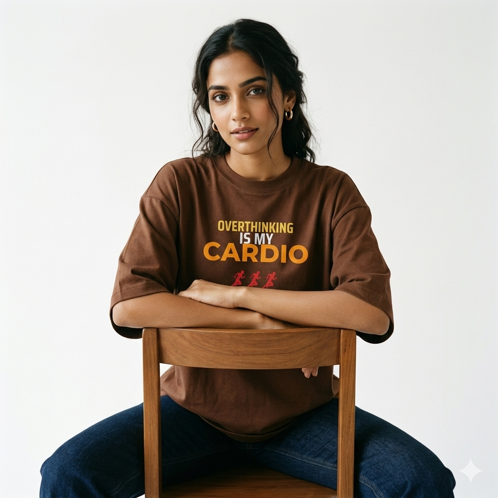 Overthinking Is My Cardio — Unisex Oversized Statement Tee