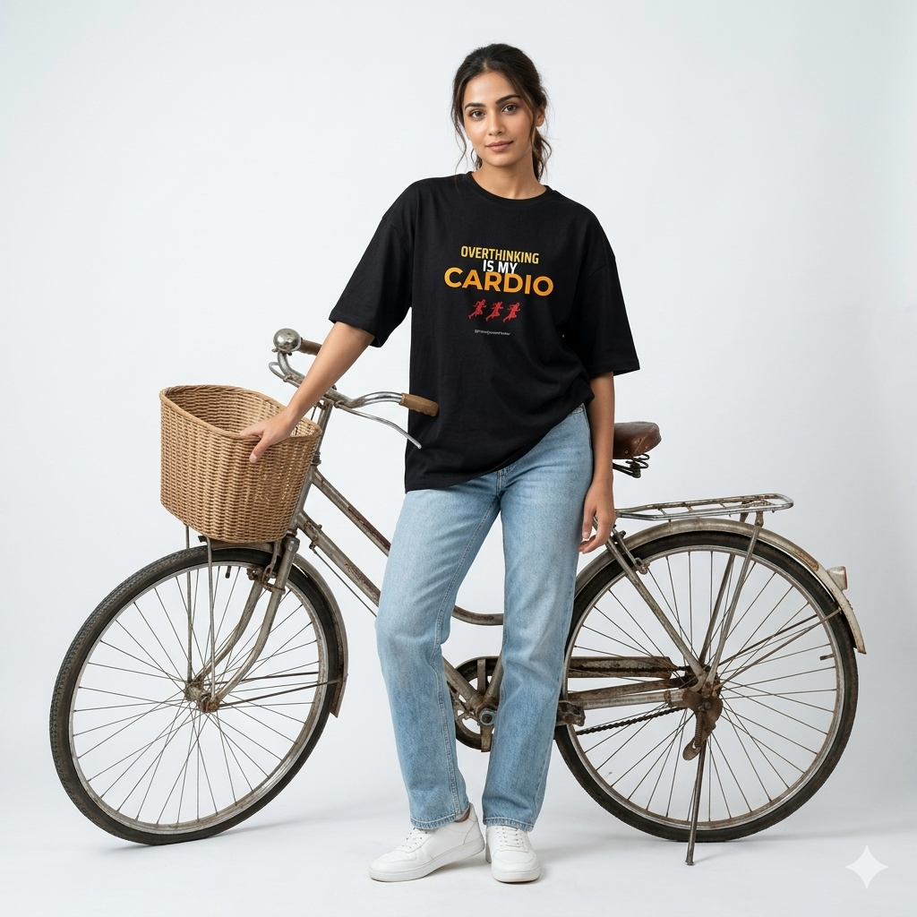 Overthinking Is My Cardio — Unisex Oversized Statement Tee