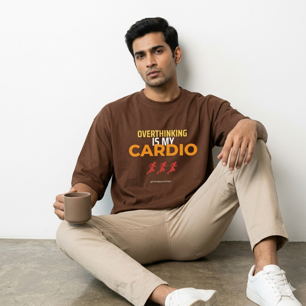 Overthinking Is My Cardio — Unisex Oversized Statement Tee
