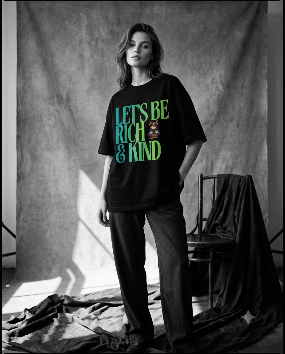 Let's Be Rich & Kind Oversized Tee