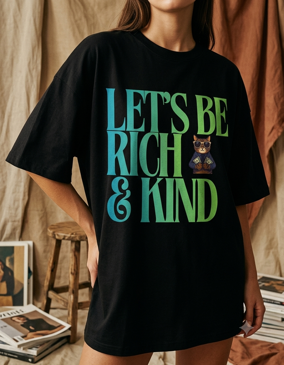 Let's Be Rich & Kind Oversized Tee