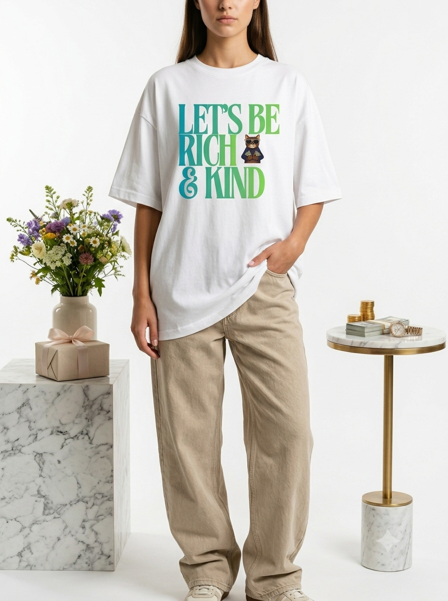 Let's Be Rich & Kind Oversized Tee