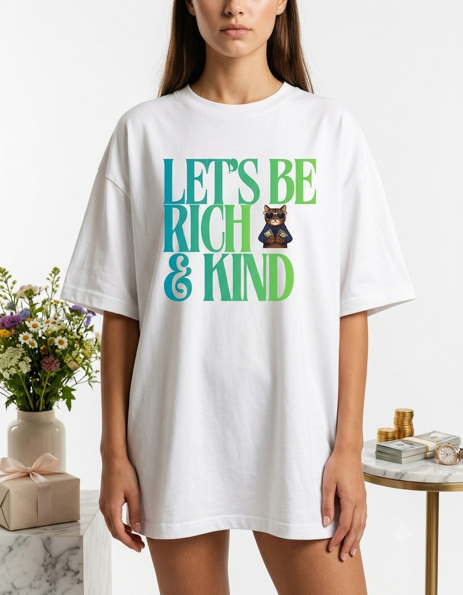 Let's Be Rich & Kind Oversized Tee